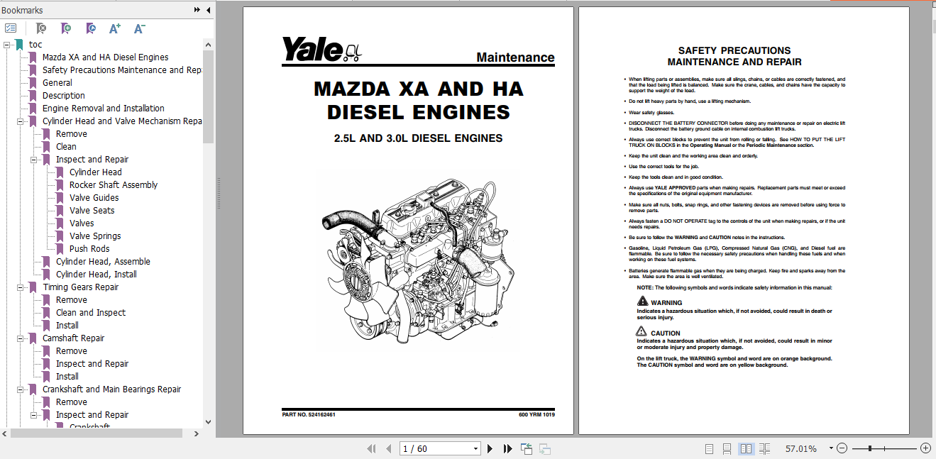 Yale Class 5 Internal Combustion Engine Trucks B810 GDP030 040AF Service Manual 2