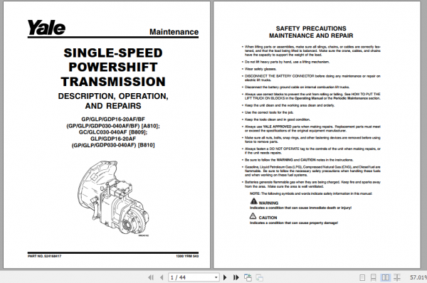 Yale Class 5 Internal Combustion Engine Trucks B810 GDPGLP16 20AF Europe Service Manual 5