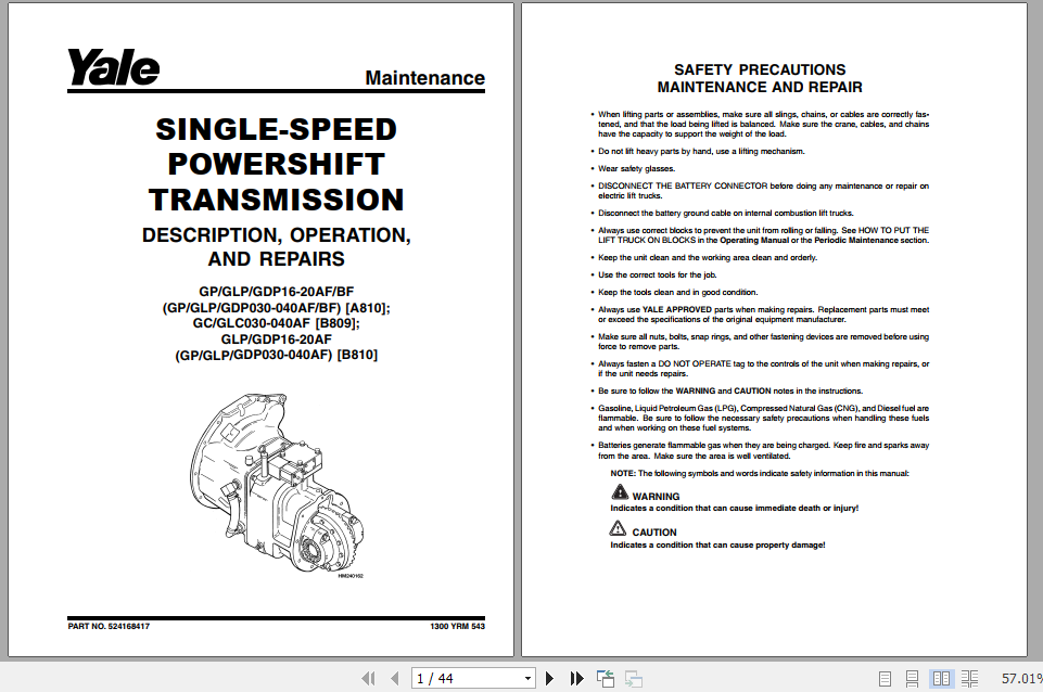 Yale Class 5 Internal Combustion Engine Trucks B810 GDPGLP16 20AF Europe Service Manual 5