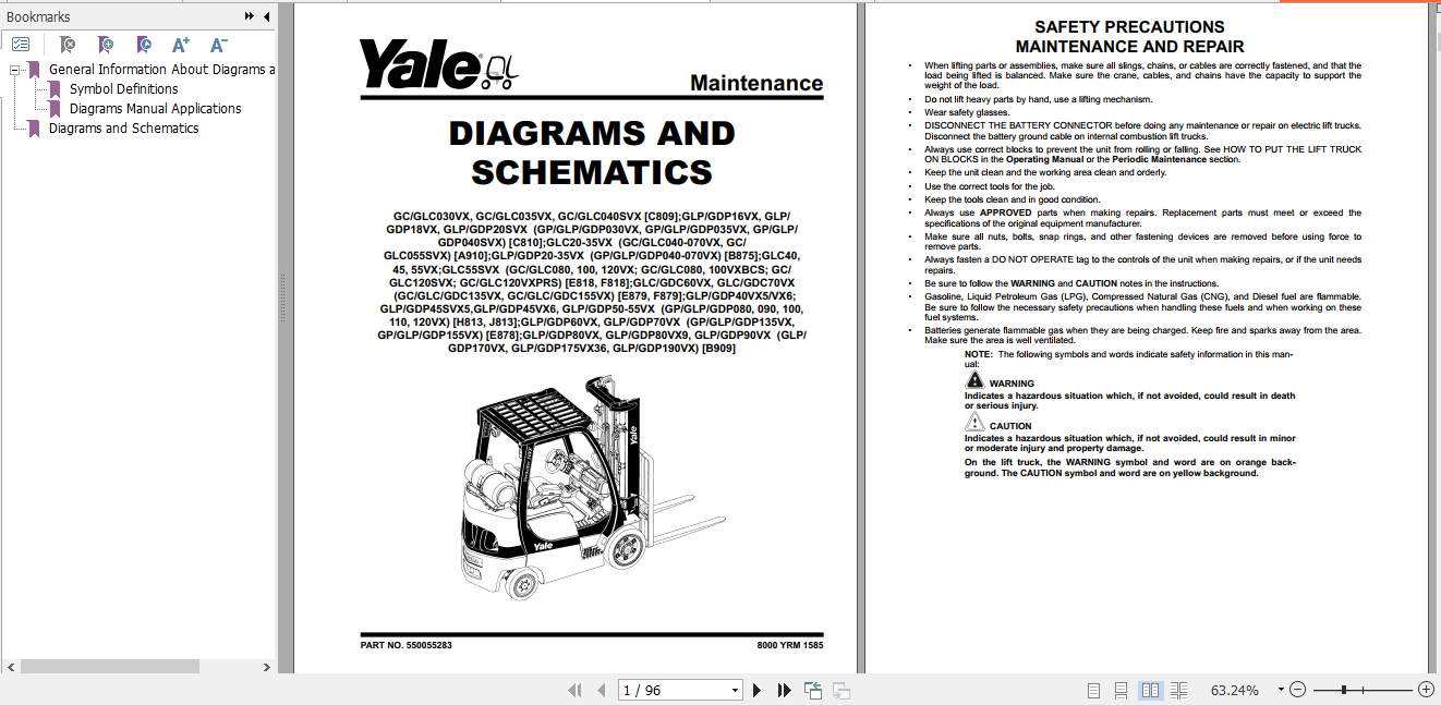 Yale Class 5 Internal Combustion Engine Trucks B875 GLP20 35VX GDP20 35VX Europe Service Manual 3