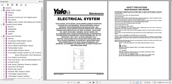 Yale Class 5 Internal Combustion Engine Trucks B875 GPGLPGDP040VX GPGLPGDP070VX Service Manual 2