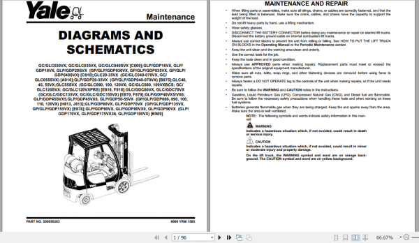 Yale Class 5 Internal Combustion Engine Trucks B875 GPGLPGDP040VX GPGLPGDP070VX Service Manual 3