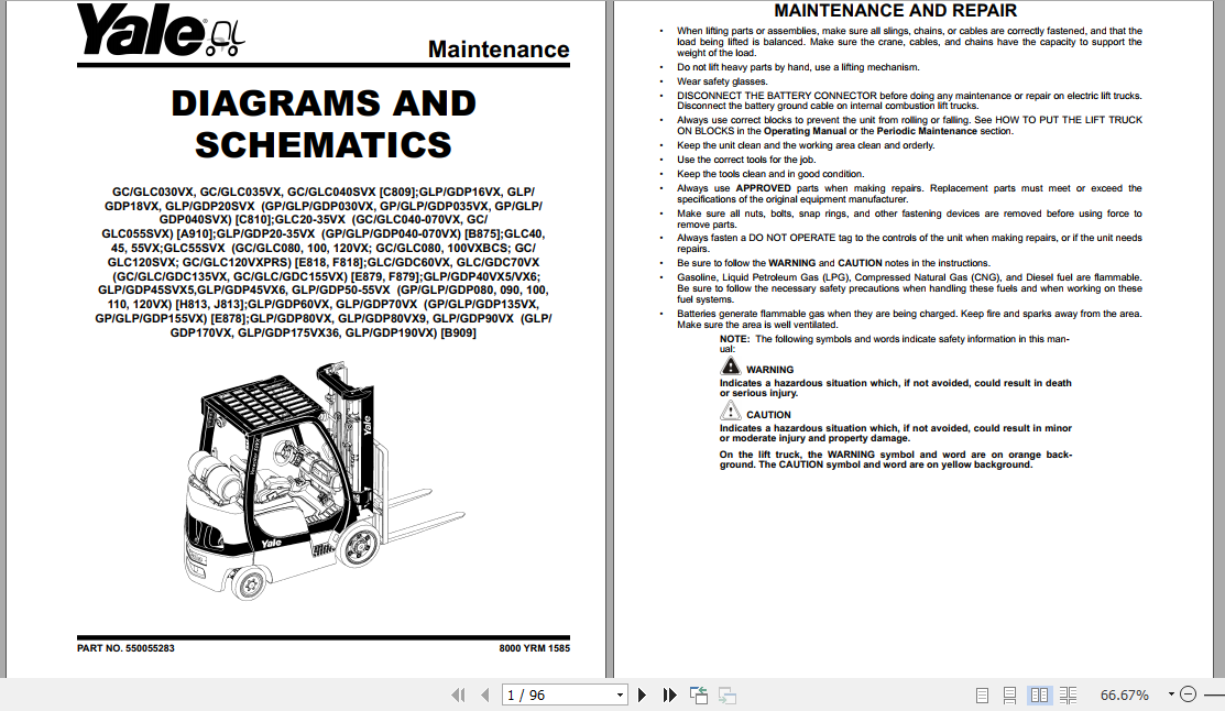 Yale Class 5 Internal Combustion Engine Trucks B875 GPGLPGDP040VX GPGLPGDP070VX Service Manual 3