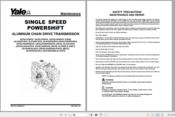 Yale Class 5 Internal Combustion Engine Trucks B875 GPGLPGDP040VX GPGLPGDP070VX Service Manual 4