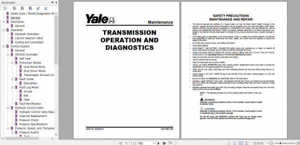 Yale Class 5 Internal Combustion Engine Trucks B877 GDP130 160EB Europe Service Manual 3
