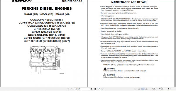 Yale Class 5 Internal Combustion Engine Trucks B877 GDP130 160EB Europe Service Manual 5