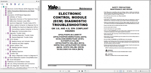 Yale Class 5 Internal Combustion Engine Trucks B878 GDPGLP60 70CA Europe Service Manual 2
