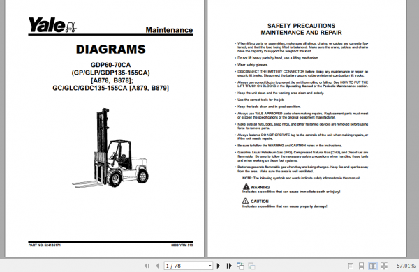 Yale Class 5 Internal Combustion Engine Trucks B878 GDPGLP60 70CA Europe Service Manual 3