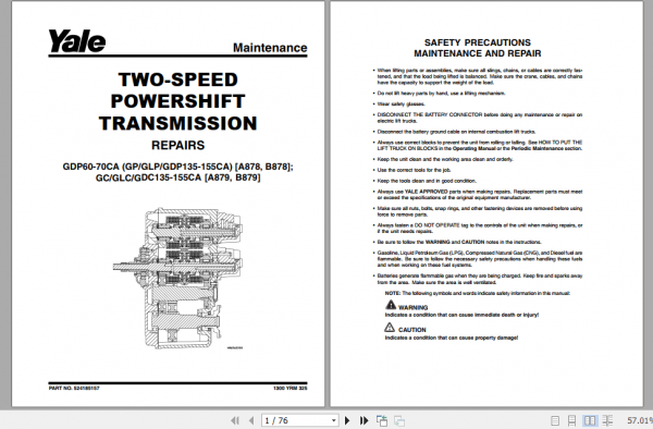 Yale Class 5 Internal Combustion Engine Trucks B878 GDPGLP60 70CA Europe Service Manual 4