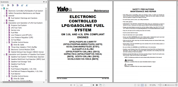 Yale Class 5 Internal Combustion Engine Trucks B878 GPGDPGLP135155CA Service Manual 1