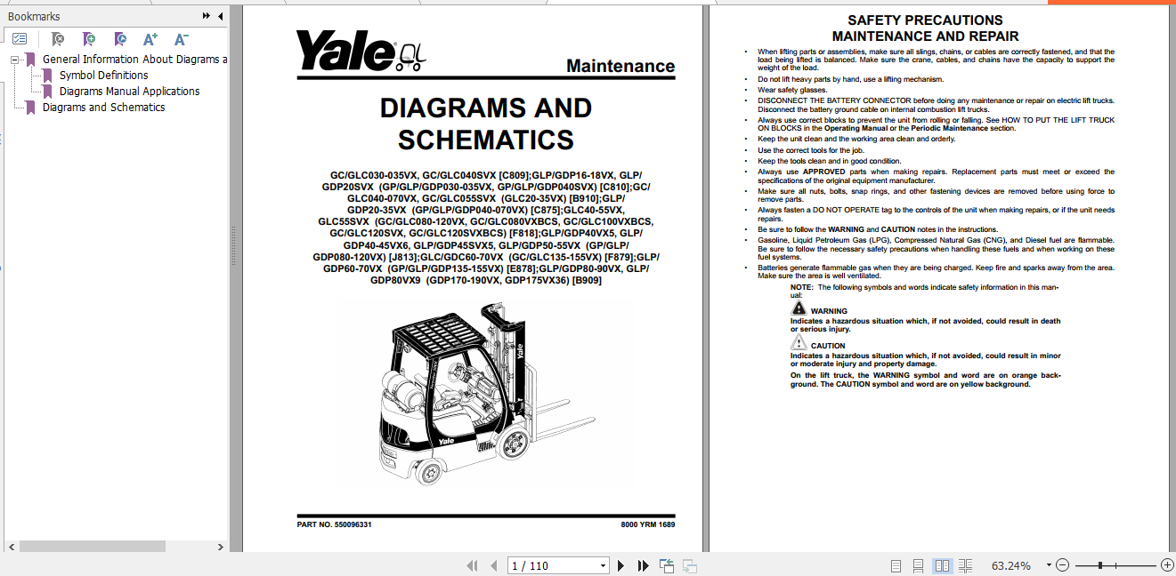 Yale Class 5 Internal Combustion Engine Trucks B909 GLPGDP170VX GLPGDP190VX Service Manual 6