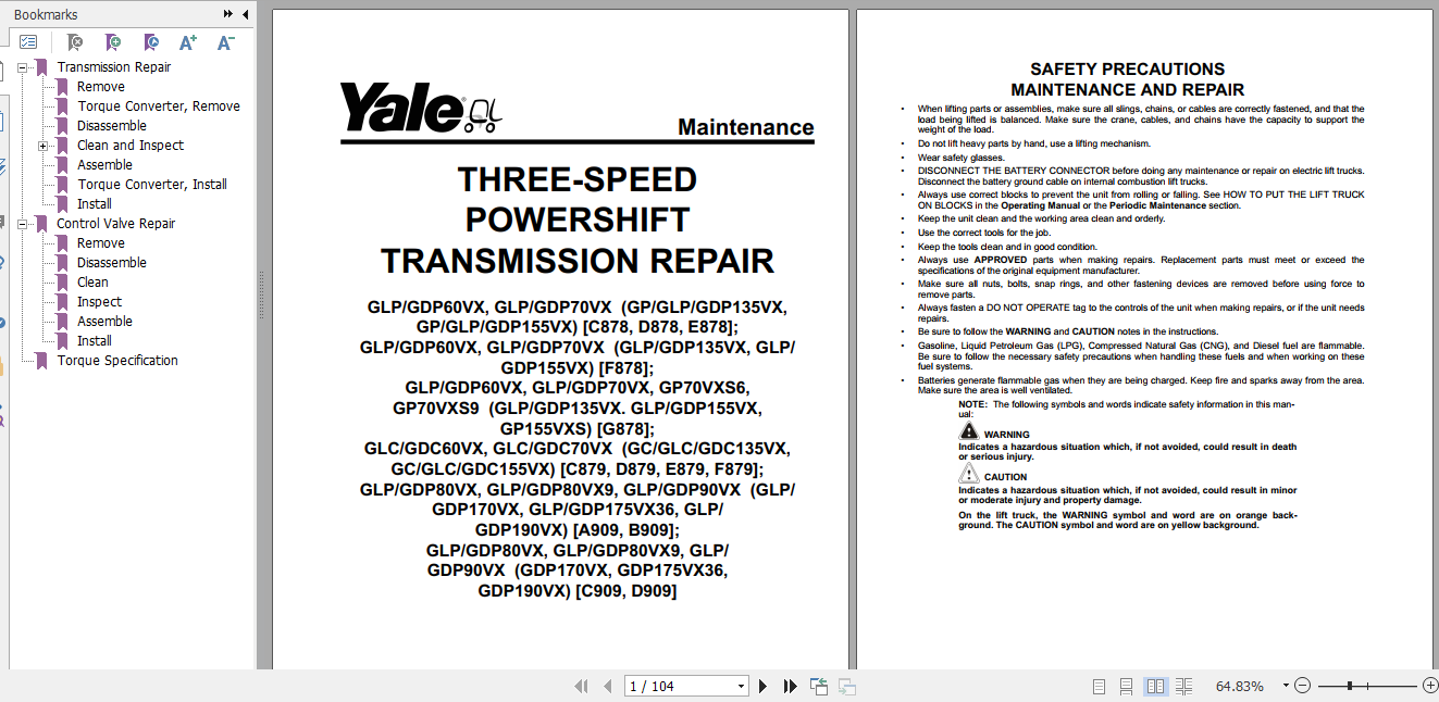 Yale Class 5 Internal Combustion Engine Trucks B909 GLPGDP80VX GLPGDP90VX Europe Service Manual 3