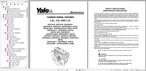 Yale Class 5 Internal Combustion Engine Trucks B974 GLP20LX GDP25LX Europe Service Manual 3