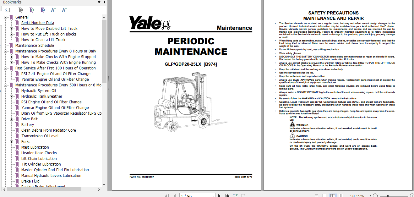 Yale Class 5 Internal Combustion Engine Trucks B974 GLP20LX GDP25LX Europe Service Manual 5