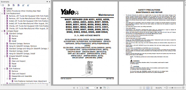 Yale Class 5 Internal Combustion Engine Trucks C810 GDPGLP16 18VX GDPGLP20SVX Europe Service Manual 1