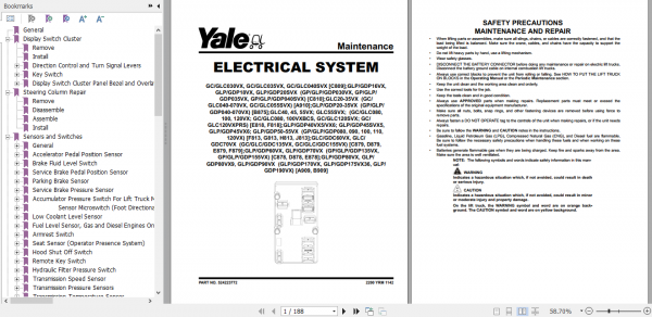 Yale Class 5 Internal Combustion Engine Trucks C810 GPGDPGLP030 040VXSVX Service Manual 2