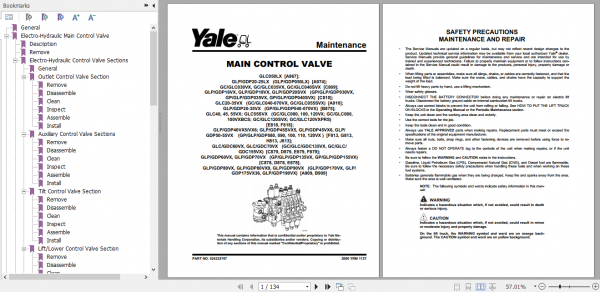 Yale Class 5 Internal Combustion Engine Trucks C810 GPGDPGLP030 040VXSVX Service Manual 6