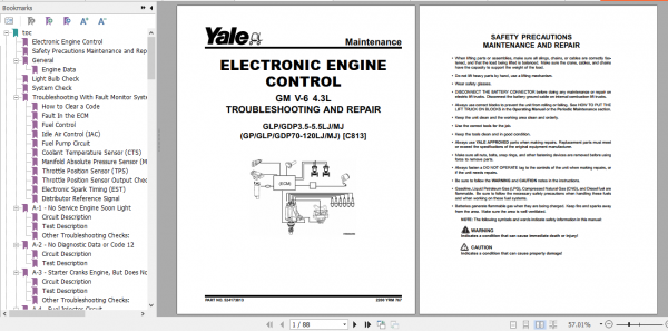 Yale Class 5 Internal Combustion Engine Trucks C813 GDP070 090LJ GDP100 120MJ Service Manual 3