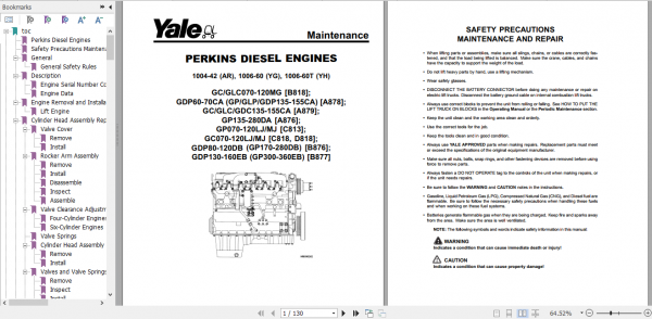 Yale Class 5 Internal Combustion Engine Trucks C813 GDPGLP35 55LJMJ Europe Service Manual 1