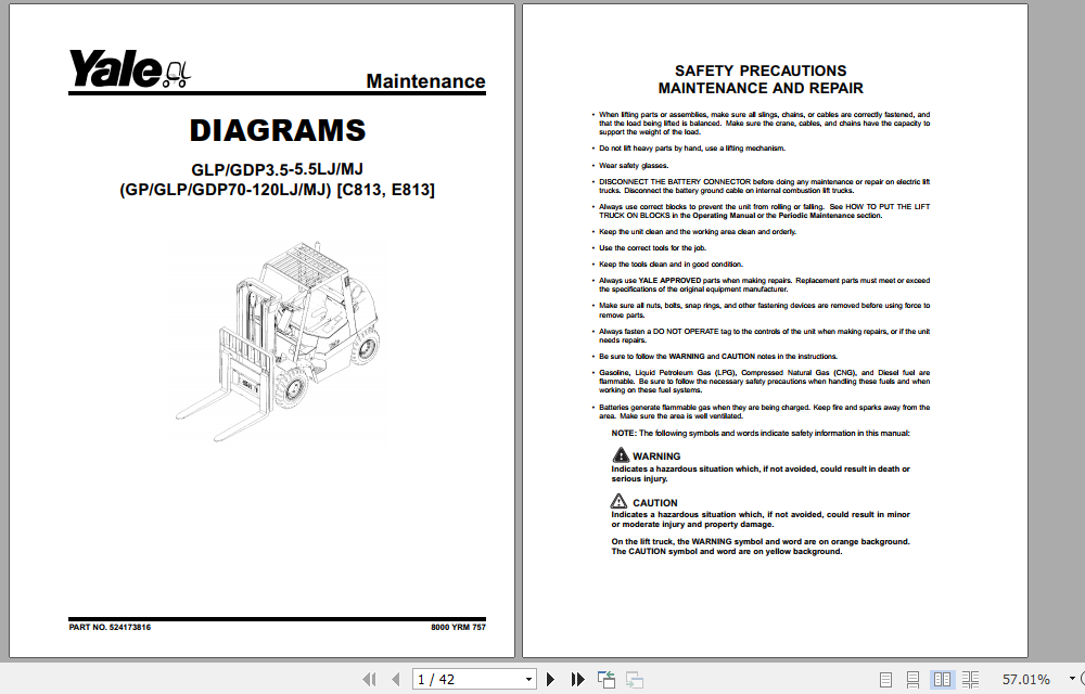 Yale Class 5 Internal Combustion Engine Trucks C813 GDPGLP35 55LJMJ Europe Service Manual 2