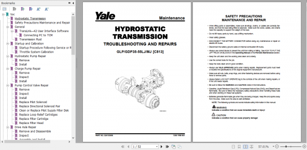 Yale Class 5 Internal Combustion Engine Trucks C813 GDPGLP35 55LJMJ Europe Service Manual 4 1