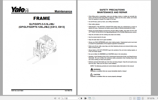 Yale Class 5 Internal Combustion Engine Trucks C813 GDPGLP35 55LJMJ Europe Service Manual 4