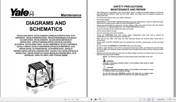 Yale Class 5 Internal Combustion Engine Trucks C875 GLP20 35VX GDP20 35VX Europe Service Manual 3