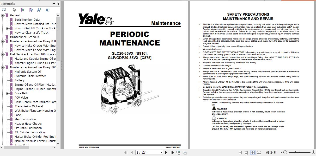 Yale Class 5 Internal Combustion Engine Trucks C875 GLP20 35VX GDP20 35VX Europe Service Manual 6