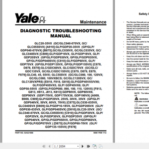 Yale Class 5 Internal Combustion Engine Trucks C875 GP40 70VX GLP40 70VX GDP40 70VX Service Manual 1
