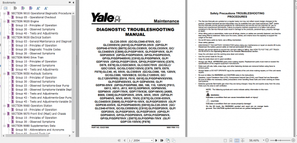 Yale Class 5 Internal Combustion Engine Trucks C875 GP40 70VX GLP40 70VX GDP40 70VX Service Manual 1