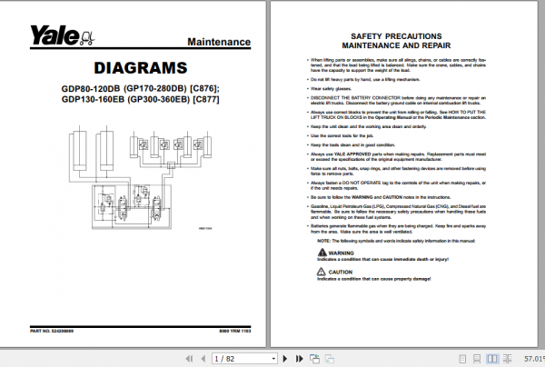 Yale Class 5 Internal Combustion Engine Trucks C877 GDP130 140 160EB Europe Service Manual 1