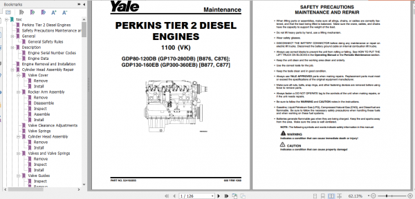 Yale Class 5 Internal Combustion Engine Trucks C877 GDP130 140 160EB Europe Service Manual 3
