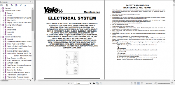 Yale Class 5 Internal Combustion Engine Trucks C877 GDP300 330 360EB Service Manual 233295e1b9d1c73be 1