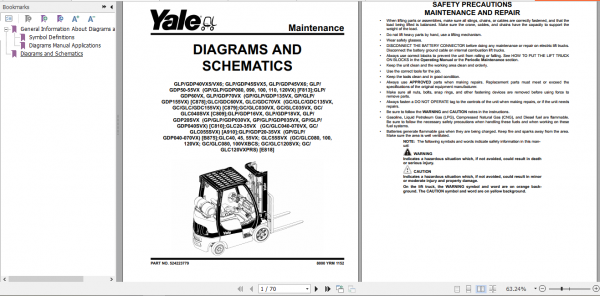 Yale Class 5 Internal Combustion Engine Trucks C878 GLP60 70VX GDP60 70VX Europe Service Manual 3