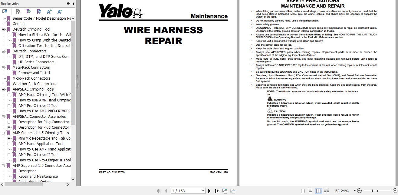 Yale Class 5 Internal Combustion Engine Trucks C909 GDPGLP80VX GP80VX 6 Europe Service Manual 2