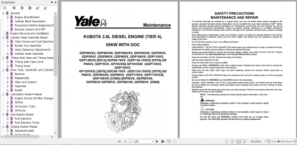 Yale Class 5 Internal Combustion Engine Trucks C909 GDPGLP80VX GP80VX 6 Europe Service Manual 3
