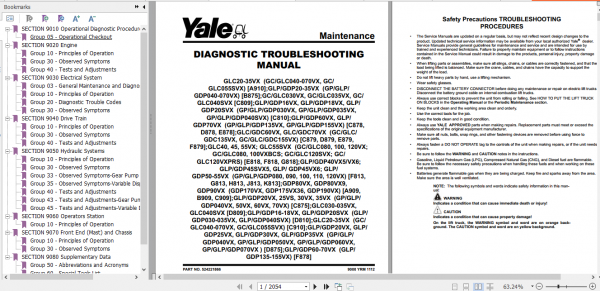 Yale Class 5 Internal Combustion Engine Trucks C909 GDPGLP80VX GP80VX 6 Europe Service Manual 4