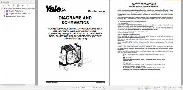 Yale Class 5 Internal Combustion Engine Trucks D810 GDPGLP030VX GDPGLP035VX GDPGLPS040VX Service Manual 3