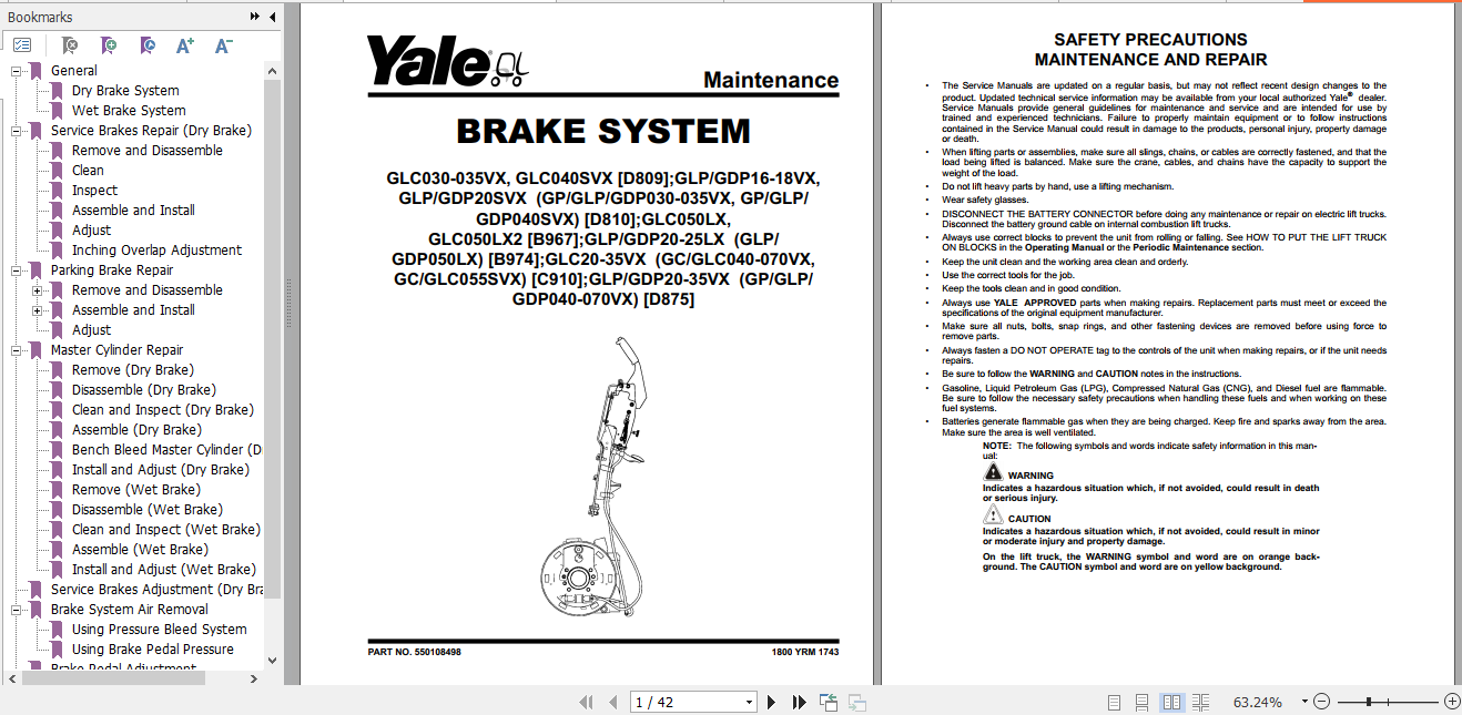 Yale Class 5 Internal Combustion Engine Trucks D810 GDPGLP16VX GDPGLP20SVX Europe Service Manual 2
