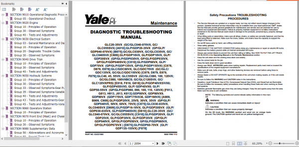Yale Class 5 Internal Combustion Engine Trucks D875 GLPGDP20VX GLPGDP35VX Europe Service Manual 2