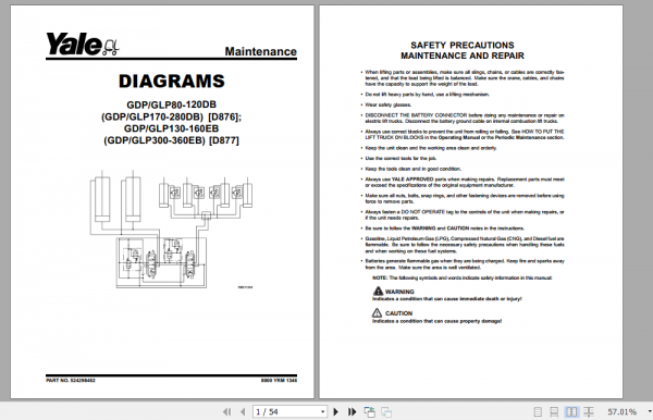Yale Class 5 Internal Combustion Engine Trucks D877 GDP130EB GDP160EB Europe Service Manual 1