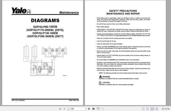 Yale Class 5 Internal Combustion Engine Trucks D877 GDPGLP300EB GDGLPP360EB Service Manual 1