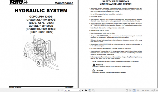 Yale Class 5 Internal Combustion Engine Trucks D877 GDPGLP300EB GDGLPP360EB Service Manual 6
