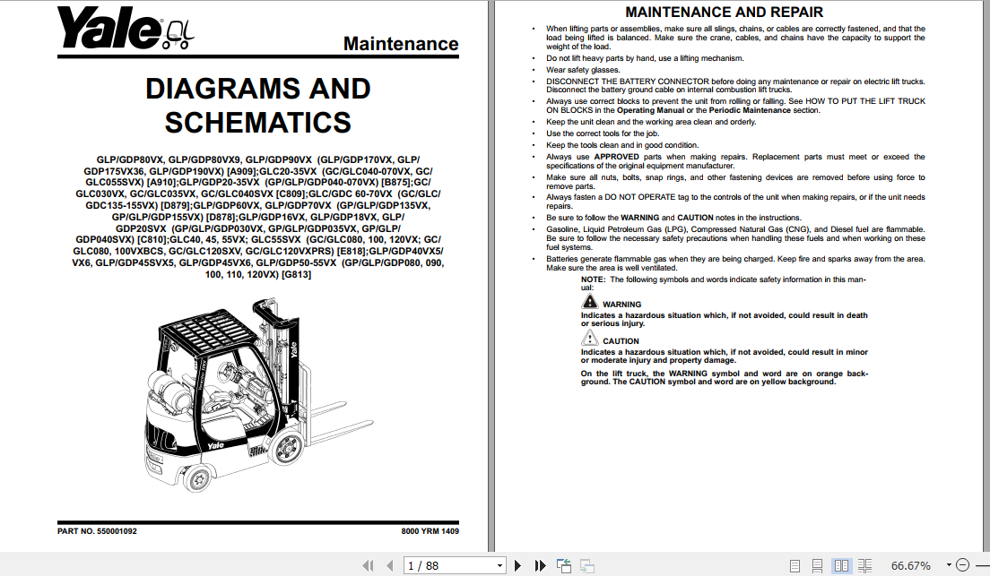 Yale Class 5 Internal Combustion Engine Trucks D878 GLPGDP60VX GLPGDP70VX Europe Service Manual 3