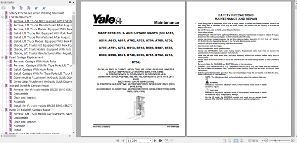 Yale Class 5 Internal Combustion Engine Trucks D878 GLPGDP60VX GLPGDP70VX Europe Service Manual 6