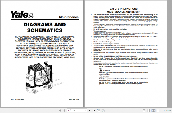 Yale Class 5 Internal Combustion Engine Trucks D909 GDP80VX GLP90VX Europe Service Manual 3