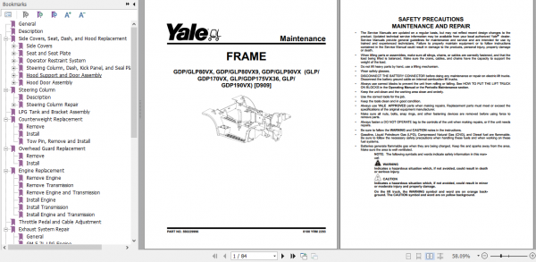 Yale Class 5 Internal Combustion Engine Trucks D909 GDP80VX GLP90VX Europe Service Manual 57f466c9fb655569a