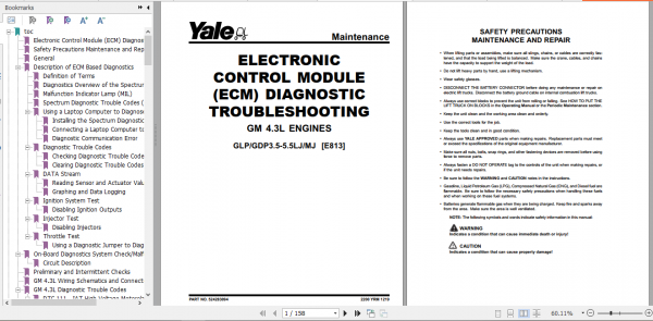 Yale Class 5 Internal Combustion Engine Trucks E813 GDPGLP35 40LJ GDPGLP45 55 MJ Europe Service Manual 1