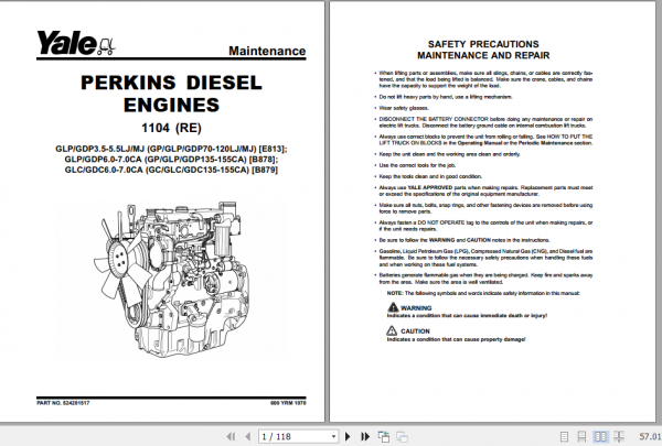 Yale Class 5 Internal Combustion Engine Trucks E813 GDPGLP35 40LJ GDPGLP45 55 MJ Europe Service Manual 3