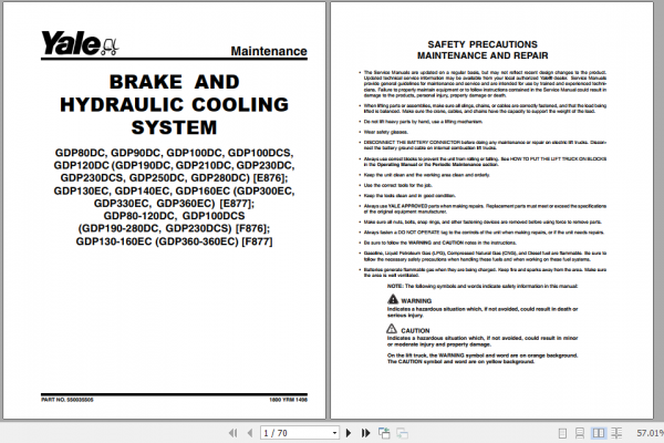 Yale Class 5 Internal Combustion Engine Trucks E877 GDP130EC GDP160EC Europe Service Manual 3